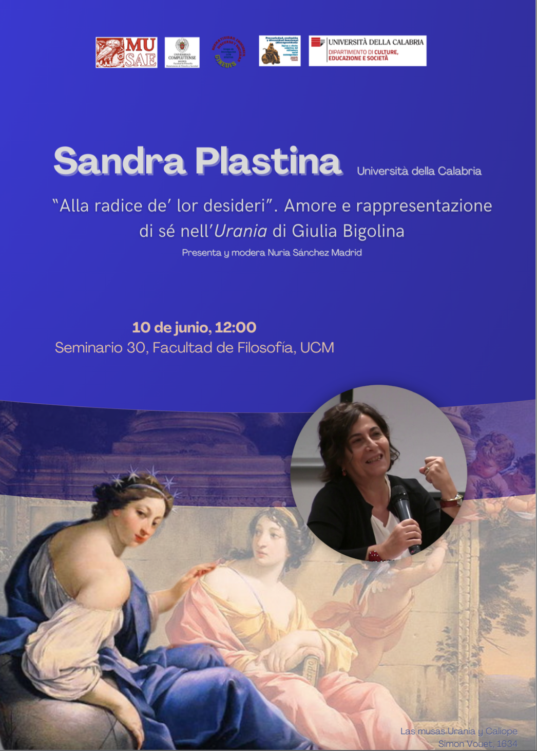Conferencia / Sandra Plastina (Univ. de Calabria): "Alla radice de' lor desideri". Amore e rappresentazione di sé nell'"Urania" di Giulia Bigolina 